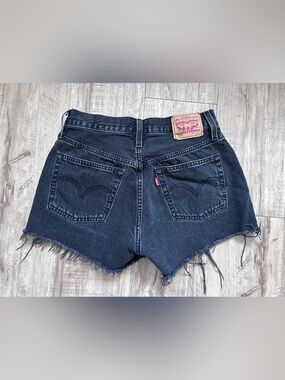 Levi's 501 button fly Black Denim Cutoff Shorts summer closet staple neutral